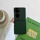 For Huawei P50 Pocket Cross Texture Leather Phone Case(Dark Green) - 1