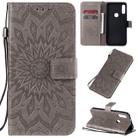 For Motorola E7 Pressed Printing Sunflower Pattern Horizontal Flip PU Leather Case with Holder & Card Slots & Wallet & Lanyard(Grey) - 1