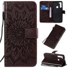 For Motorola G8 Pressed Printing Sunflower Pattern Horizontal Flip PU Leather Case with Holder & Card Slots & Wallet & Lanyard(Brown) - 1