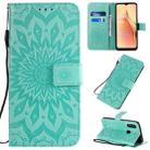 For OPPO A8 / A31 Pressed Printing Sunflower Pattern Horizontal Flip PU Leather Case with Holder & Card Slots & Wallet & Lanyard(Green) - 1