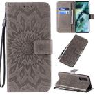 For OPPO Find X2 Pressed Printing Sunflower Pattern Horizontal Flip PU Leather Case with Holder & Card Slots & Wallet & Lanyard(Grey) - 1