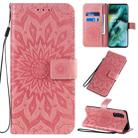 For OPPO Find X2 Pressed Printing Sunflower Pattern Horizontal Flip PU Leather Case with Holder & Card Slots & Wallet & Lanyard(Pink) - 1