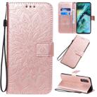 For OPPO Find X2 Pressed Printing Sunflower Pattern Horizontal Flip PU Leather Case with Holder & Card Slots & Wallet & Lanyard(Rose Gold) - 1