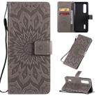 For OPPO Find X2 Pro Pressed Printing Sunflower Pattern Horizontal Flip PU Leather Case with Holder & Card Slots & Wallet & Lanyard(Grey) - 1