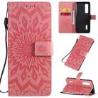 For OPPO Find X2 Pro Pressed Printing Sunflower Pattern Horizontal Flip PU Leather Case with Holder & Card Slots & Wallet & Lanyard(Pink) - 1