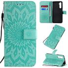 For OPPO Realme 6 Pro Pressed Printing Sunflower Pattern Horizontal Flip PU Leather Case with Holder & Card Slots & Wallet & Lanyard(Green) - 1
