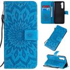 For OPPO Realme 6 Pro Pressed Printing Sunflower Pattern Horizontal Flip PU Leather Case with Holder & Card Slots & Wallet & Lanyard(Blue) - 1