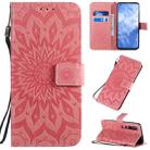 For Xiaomi MI 10 / 10 Pro Pressed Printing Sunflower Pattern Horizontal Flip PU Leather Case with Holder & Card Slots & Wallet & Lanyard(Pink) - 1