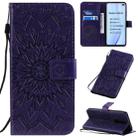 For Xiaomi Redmi K30 Pressed Printing Sunflower Pattern Horizontal Flip PU Leather Case with Holder & Card Slots & Wallet & Lanyard(Purple) - 1