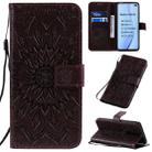 For Xiaomi Redmi K30 Pressed Printing Sunflower Pattern Horizontal Flip PU Leather Case with Holder & Card Slots & Wallet & Lanyard(Brown) - 1