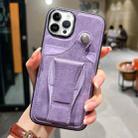 For iPhone 14 Pro Max Side Leather Rotation Card Holder Phone Case(Purple) - 1