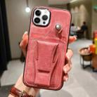 For iPhone 14 Pro Side Leather Rotation Card Holder Phone Case(Pink) - 1