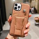 For iPhone 14 Pro Side Leather Rotation Card Holder Phone Case(Brown) - 1