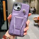 For iPhone 14 Side Leather Rotation Card Holder Phone Case(Purple) - 1