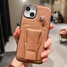 For iPhone 14 Side Leather Rotation Card Holder Phone Case(Brown) - 1