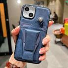 For iPhone 14 Plus Side Leather Rotation Card Holder Phone Case(Blue) - 1