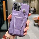 For iPhone 12 Pro Side Leather Rotation Card Holder Phone Case(Purple) - 1