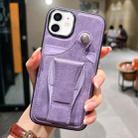 For iPhone 12 Side Leather Rotation Card Holder Phone Case(Purple) - 1