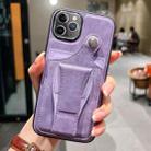 For iPhone 11 Pro Side Leather Rotation Card Holder Phone Case(Purple) - 1