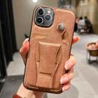 For iPhone 11 Pro Side Leather Rotation Card Holder Phone Case(Brown) - 1