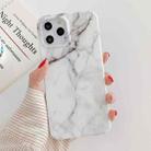 For iPhone 14 Marble Frosted TPU Phone Case(White) - 1