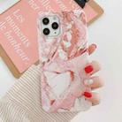 For iPhone 14 Plus Marble Frosted TPU Phone Case(Pink) - 1