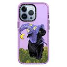 For iPhone 14 Plus Wizard Cat Colored Drawing Pattern Phone Case(Purple) - 1
