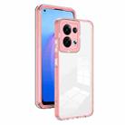 For OPPO Reno8 5G 3 in 1 Clear TPU Color PC Frame Phone Case(Pink) - 1