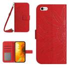 For iPhone 6 Skin Feel Sun Flower Pattern Flip Leather Phone Case with Lanyard(Red) - 1