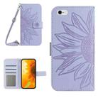 For iPhone 6 Skin Feel Sun Flower Pattern Flip Leather Phone Case with Lanyard(Purple) - 1