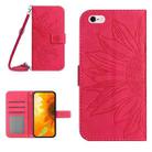 For iPhone 6 Skin Feel Sun Flower Pattern Flip Leather Phone Case with Lanyard(Rose Red) - 1