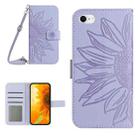 For iPhone 7 / 8 Skin Feel Sun Flower Pattern Flip Leather Phone Case with Lanyard(Purple) - 1