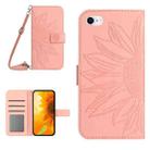 For iPhone 7 / 8 Skin Feel Sun Flower Pattern Flip Leather Phone Case with Lanyard(Pink) - 1