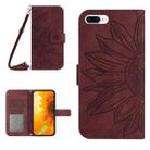 For iPhone 7 Plus / 8 Plus Skin Feel Sun Flower Pattern Flip Leather Phone Case with Lanyard(Wine Red) - 1