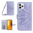 For iPhone 11 Pro Skin Feel Sun Flower Pattern Flip Leather Phone Case with Lanyard(Purple) - 1