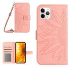 For iPhone 11 Pro Skin Feel Sun Flower Pattern Flip Leather Phone Case with Lanyard(Pink) - 1