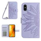 For iPhone X / XS Skin Feel Sun Flower Pattern Flip Leather Phone Case with Lanyard(Purple) - 1