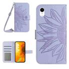 For iPhone XR Skin Feel Sun Flower Pattern Flip Leather Phone Case with Lanyard(Purple) - 1