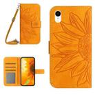 For iPhone XR Skin Feel Sun Flower Pattern Flip Leather Phone Case with Lanyard(Yellow) - 1