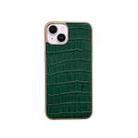 For iPhone 14 Nano Electroplating Crocodile Texture Genuine Leather Phone Case(Green) - 1