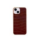 For iPhone 14 Plus Nano Electroplating Crocodile Texture Genuine Leather Phone Case(Coffee Brown) - 1