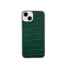 For iPhone 13 Nano Electroplating Crocodile Texture Genuine Leather Phone Case(Green) - 1