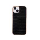 For iPhone 13 Nano Electroplating Crocodile Texture Genuine Leather Phone Case(Black) - 1