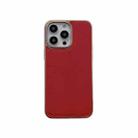 For iPhone 14 Pro Max Nano Electroplating Cross Texture Genuine Leather Phone Case(Red) - 1