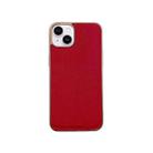 For iPhone 14 Plus Nano Electroplating Cross Texture Genuine Leather Phone Case(Red) - 1