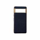 For Google Pixel 6 Pro Nano Electroplating Cross Texture Genuine Leather Phone Case(Blue) - 1
