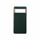 For Google Pixel 6 Pro Nano Electroplating Cross Texture Genuine Leather Phone Case(Green) - 1