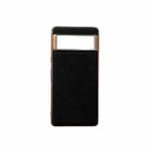 For Google Pixel 6 Pro Nano Electroplating Cross Texture Genuine Leather Phone Case(Black) - 1