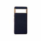 For Google Pixel 6 Nano Electroplating Cross Texture Genuine Leather Phone Case(Blue) - 1