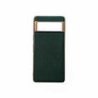 For Google Pixel 6 Nano Electroplating Cross Texture Genuine Leather Phone Case(Green) - 1